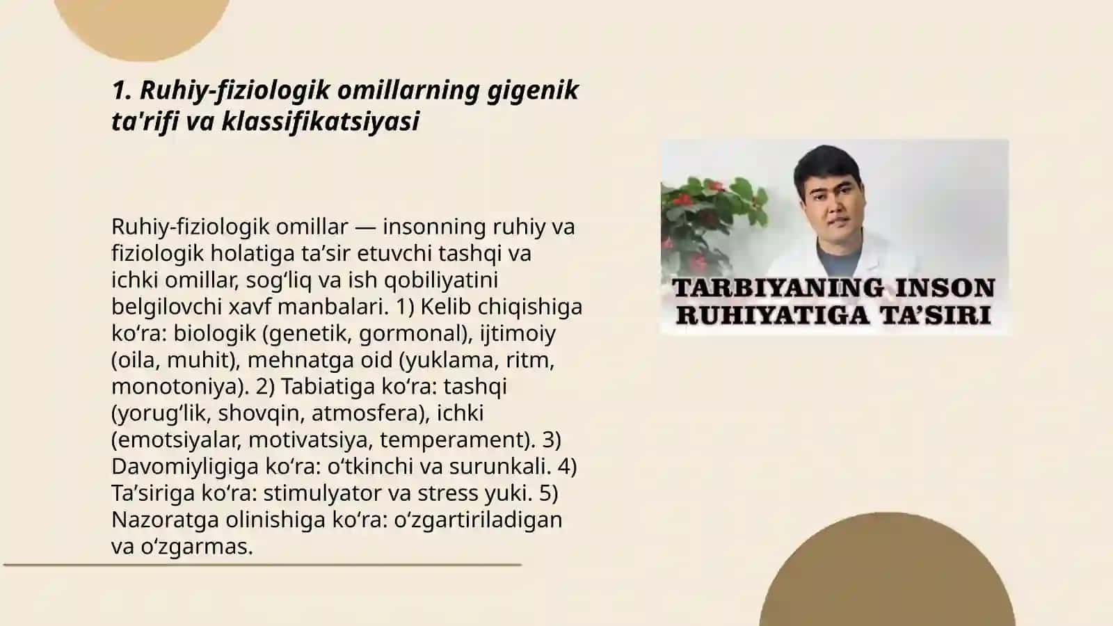 Ruhiy fiziolagik omillarga gigenik tarif ularning zararli tasirlari oldini olish tadbirlari 3