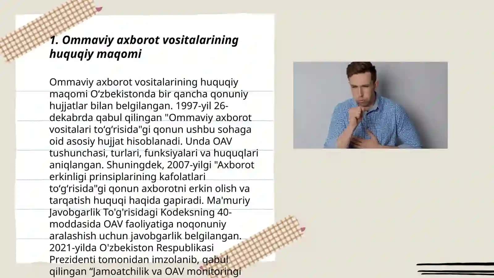 Ommaviy axborot vositalarining huquqiy maqomi 3