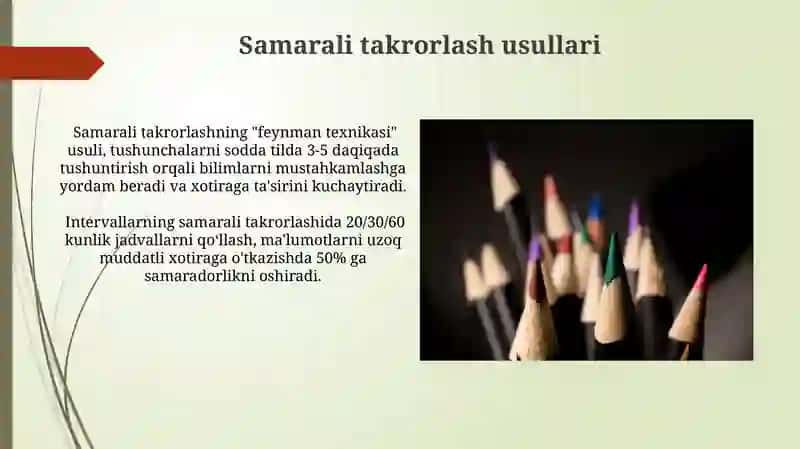 Samarali takrorlash usullari 3