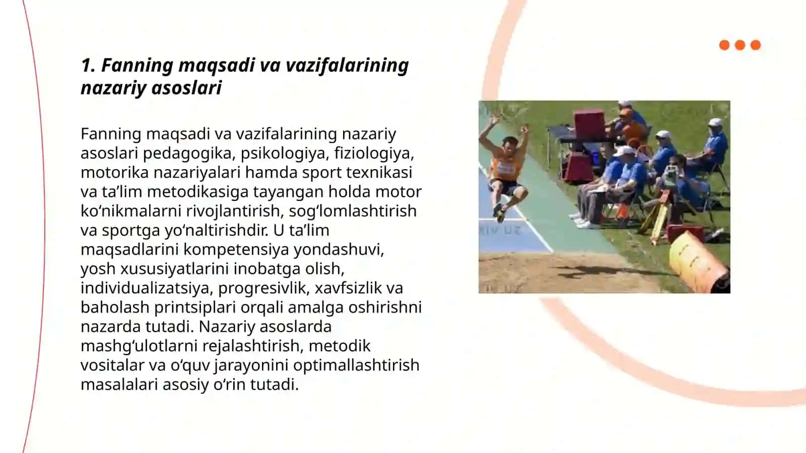 Yengil atletika va uni o'qitish metodikasi fani maqsadi va vazifalari 3
