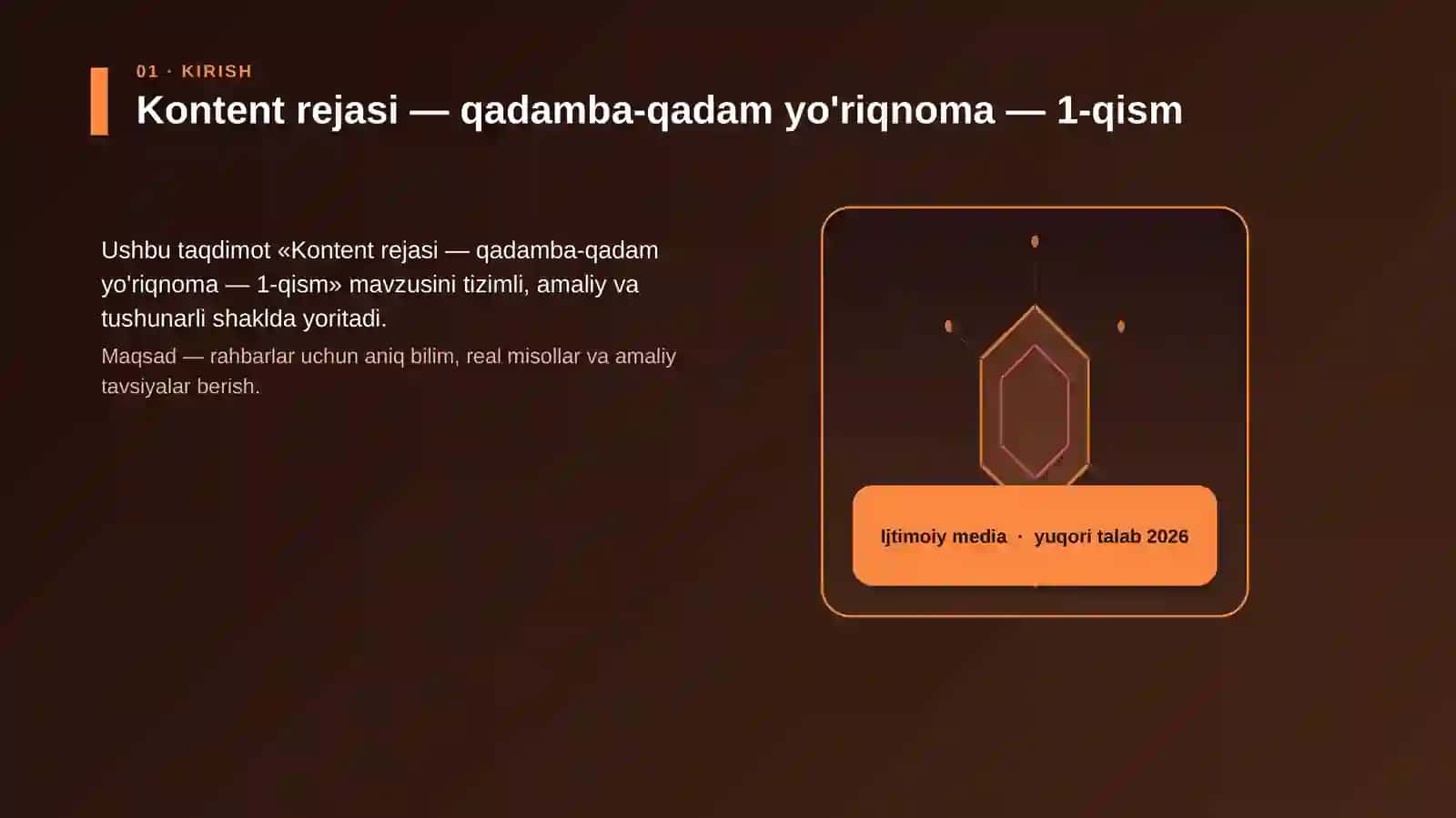 Kontent rejasi — qadamba-qadam yo'riqnoma — 1-qism 3