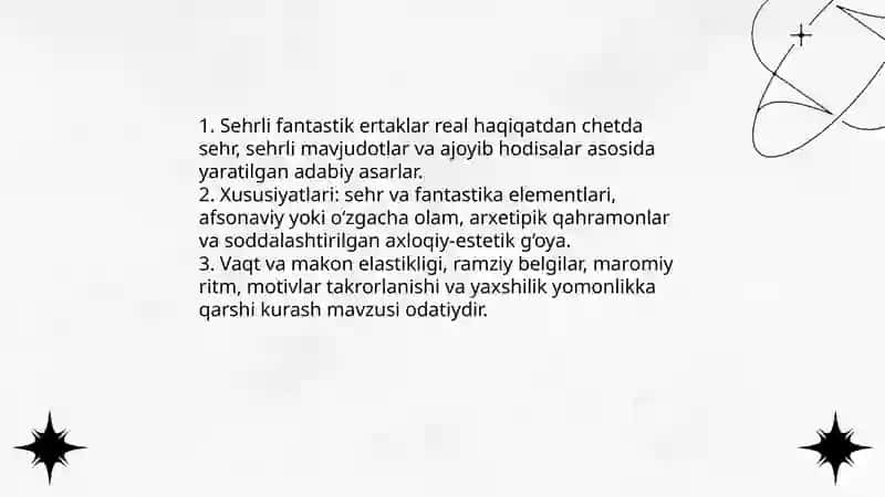 Sehrli fantastik ertaklar va ularning tahlili 3