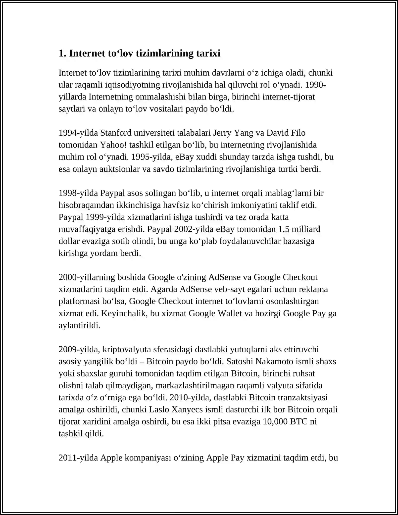 INTERNET TO'LOV TIZIMLARI VA ULARNING ISHLASH TEXNALOGIYALARI 3