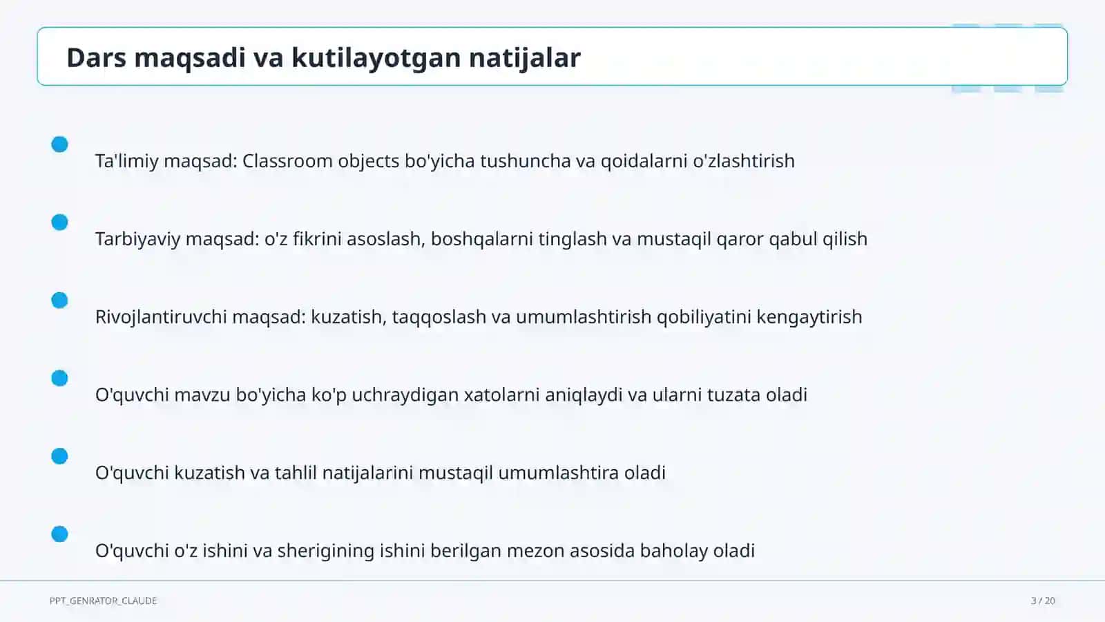 Classroom objects (2-sinf) 3