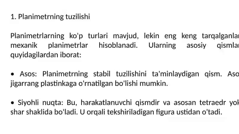 Planimetrning tuzilishi va tekshirish 3