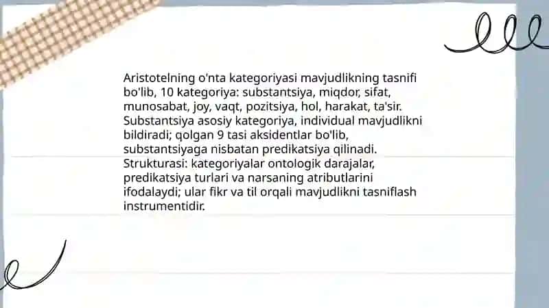 Aristotel Farobiy va Kant ontologiyasida kategoriyalarning tasnifi 3