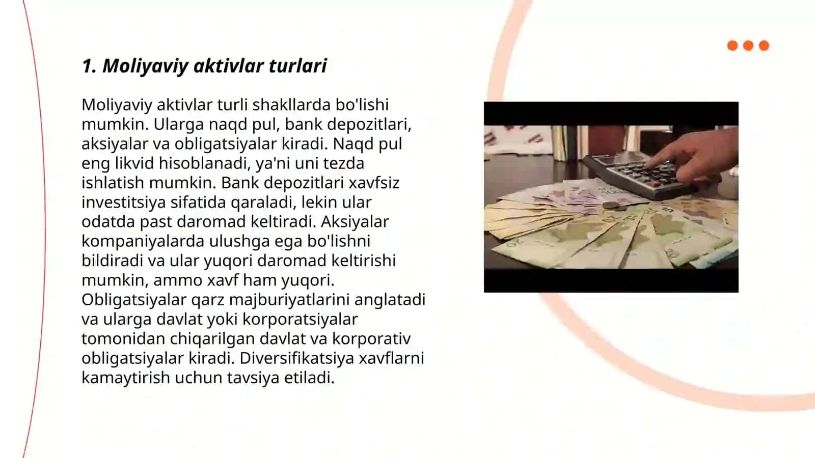 Moliyaviy aktivlarni tasniflash va ularni banklarda hisobga olish (sotib olingan qimmatli qog'ozlarni hisobga olish) 3