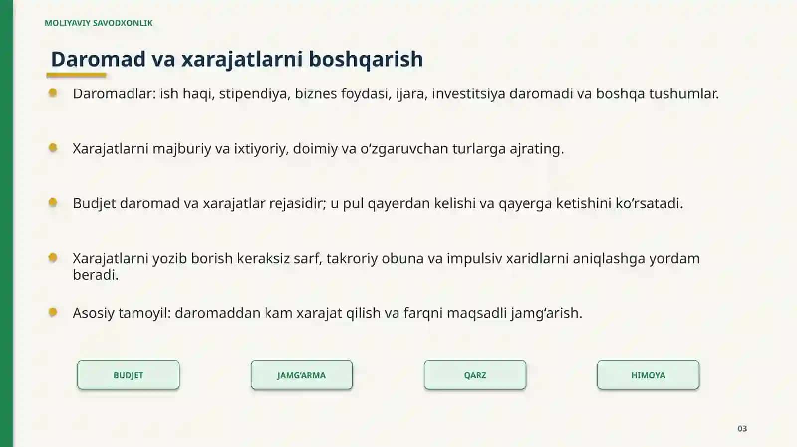 MOLIYAVIY SAVODXONLIK 3