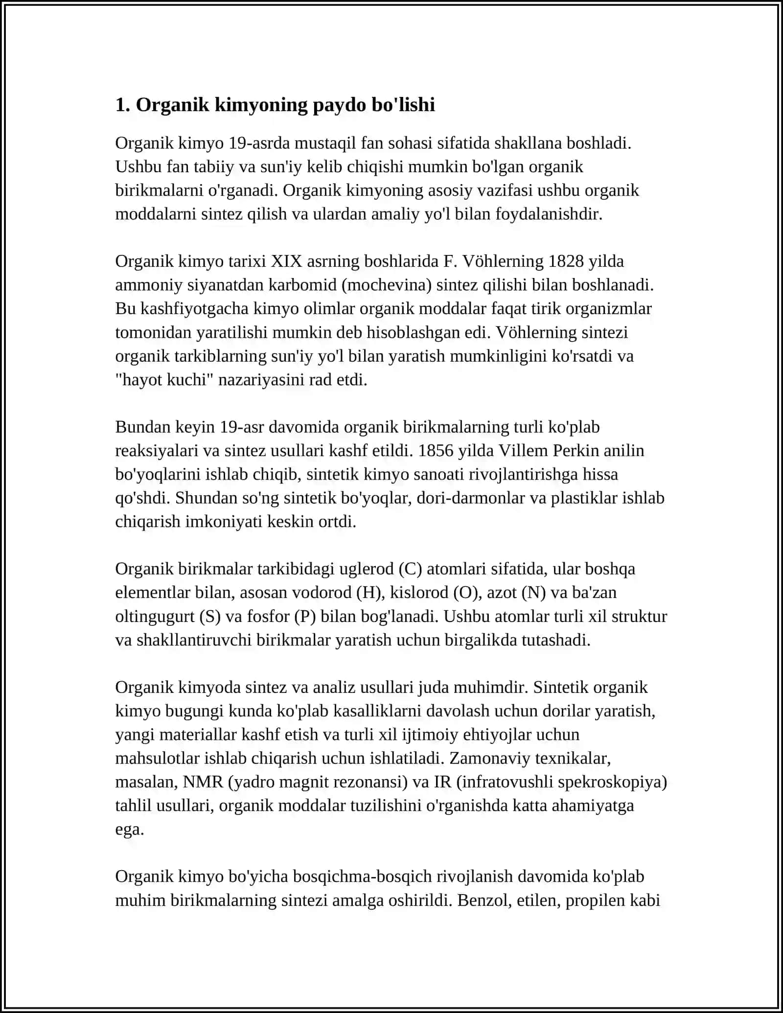 ORGANIKALIQ XIMIYANIN RAWAJLANIW TARIYXI 3