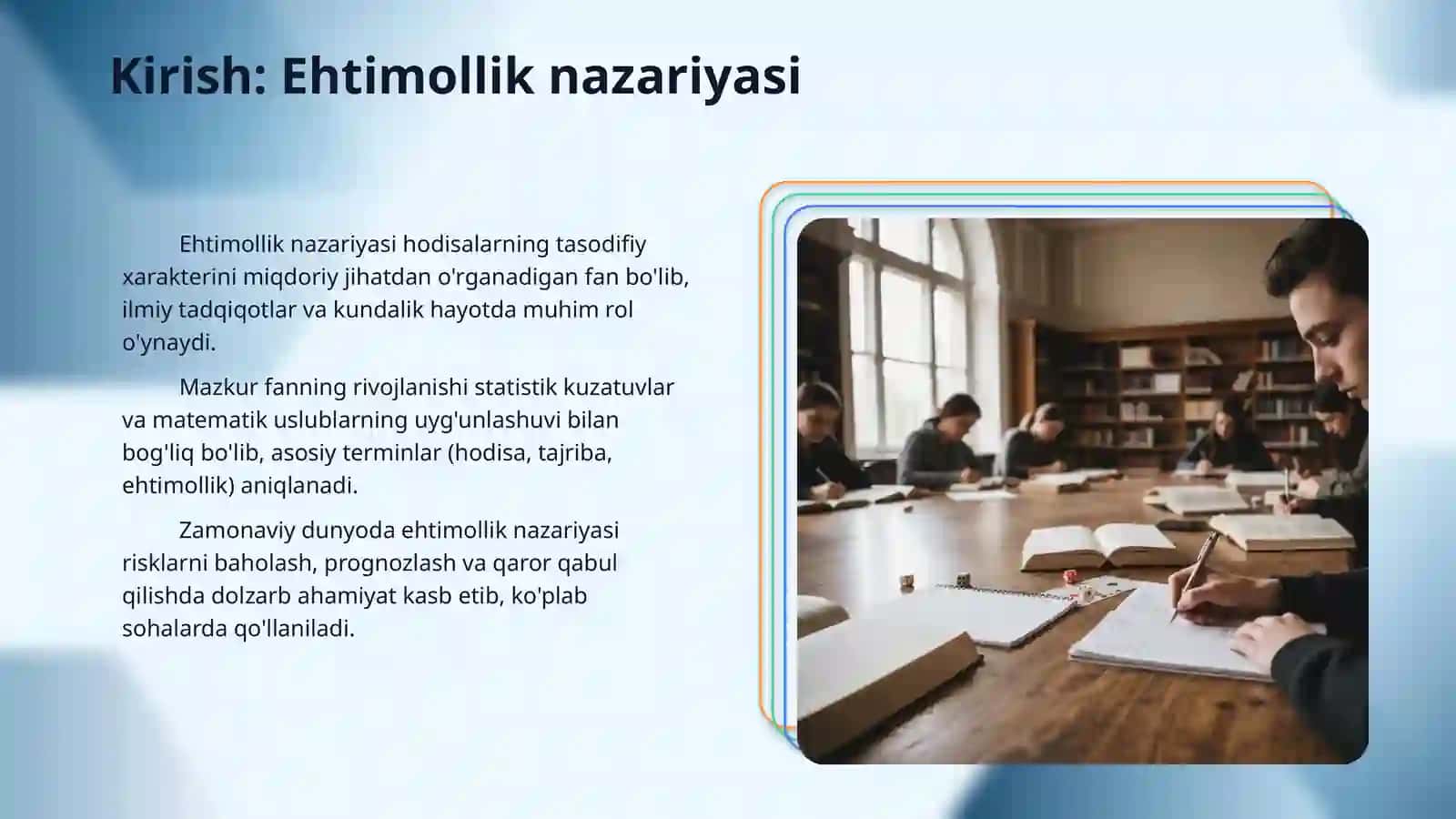 Ehtimolliklarni hisoblash usullari. 3