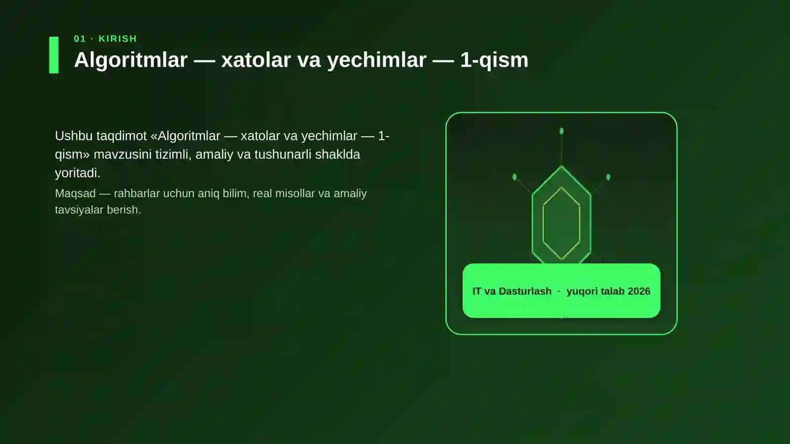 Algoritmlar — xatolar va yechimlar — 1-qism 3