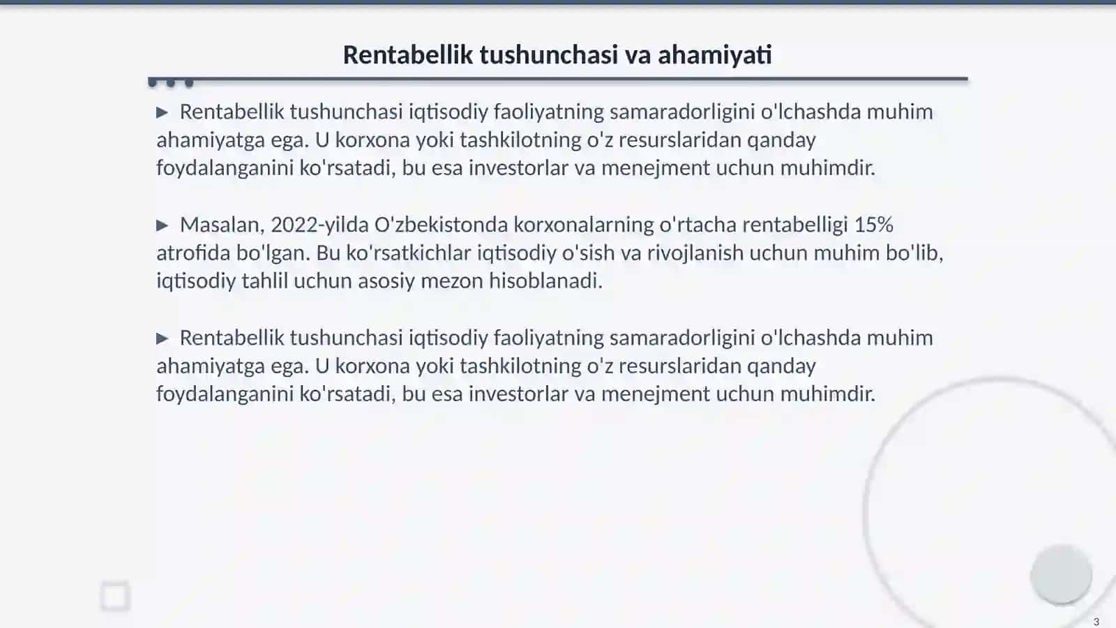 Iqtisodiy tahlilda rentabellik ko'rsatkichlari tahlili 3