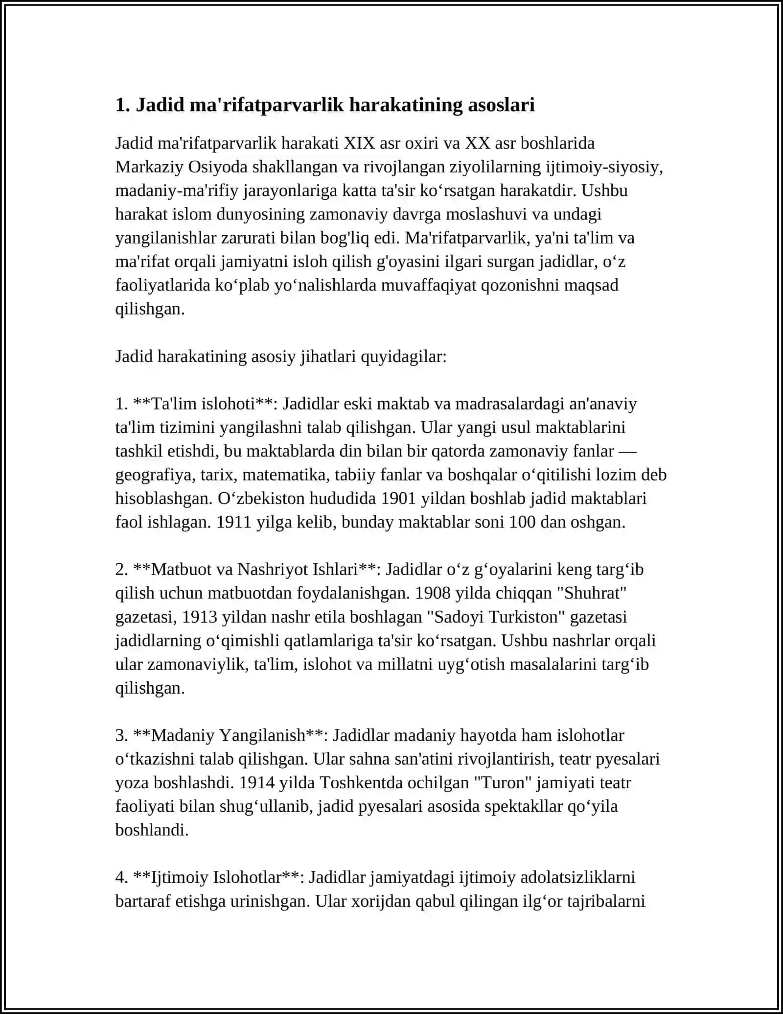 JADID MAʼRIFATPARVARLARINING OʻLKA IJTIMOIY MAʼNAVIY HAYOTIDA TUTGAN OʻRNI (MUNAVVAR QORI, FITRAT, BEHBUDIY, AVLONIY) 3