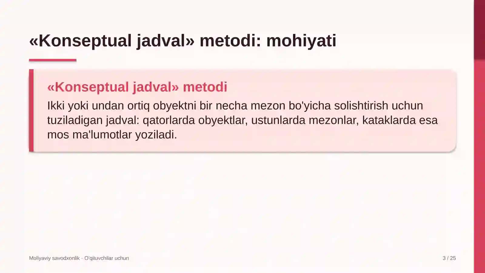 moliyaviy savodxonlik darslarida konseptual jadval metodidan foydalanish 1390 3