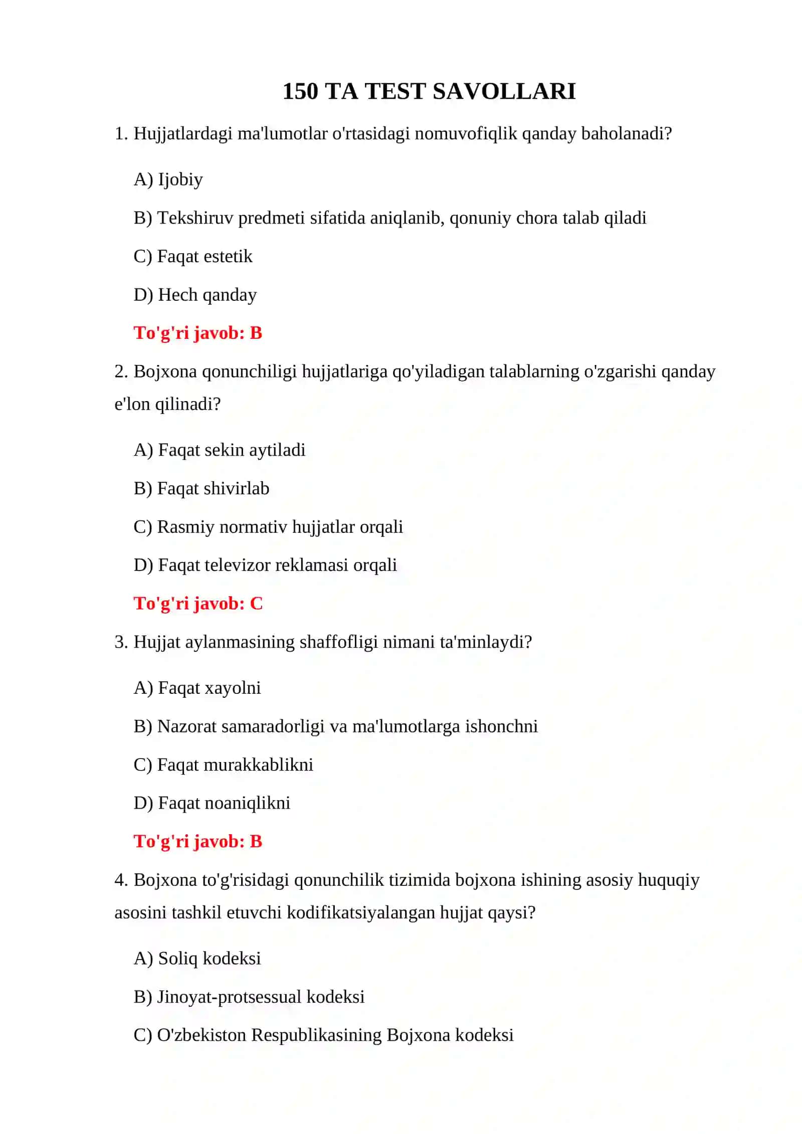 Bojxona Kodeksi Test Savollari 3
