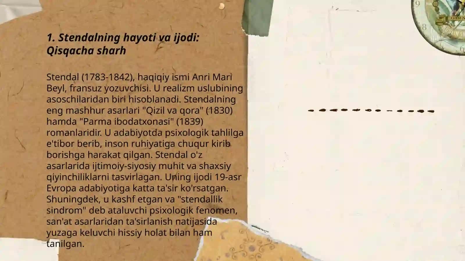 Stendal hayoti va ijodi qora va qizil asari haqida 3