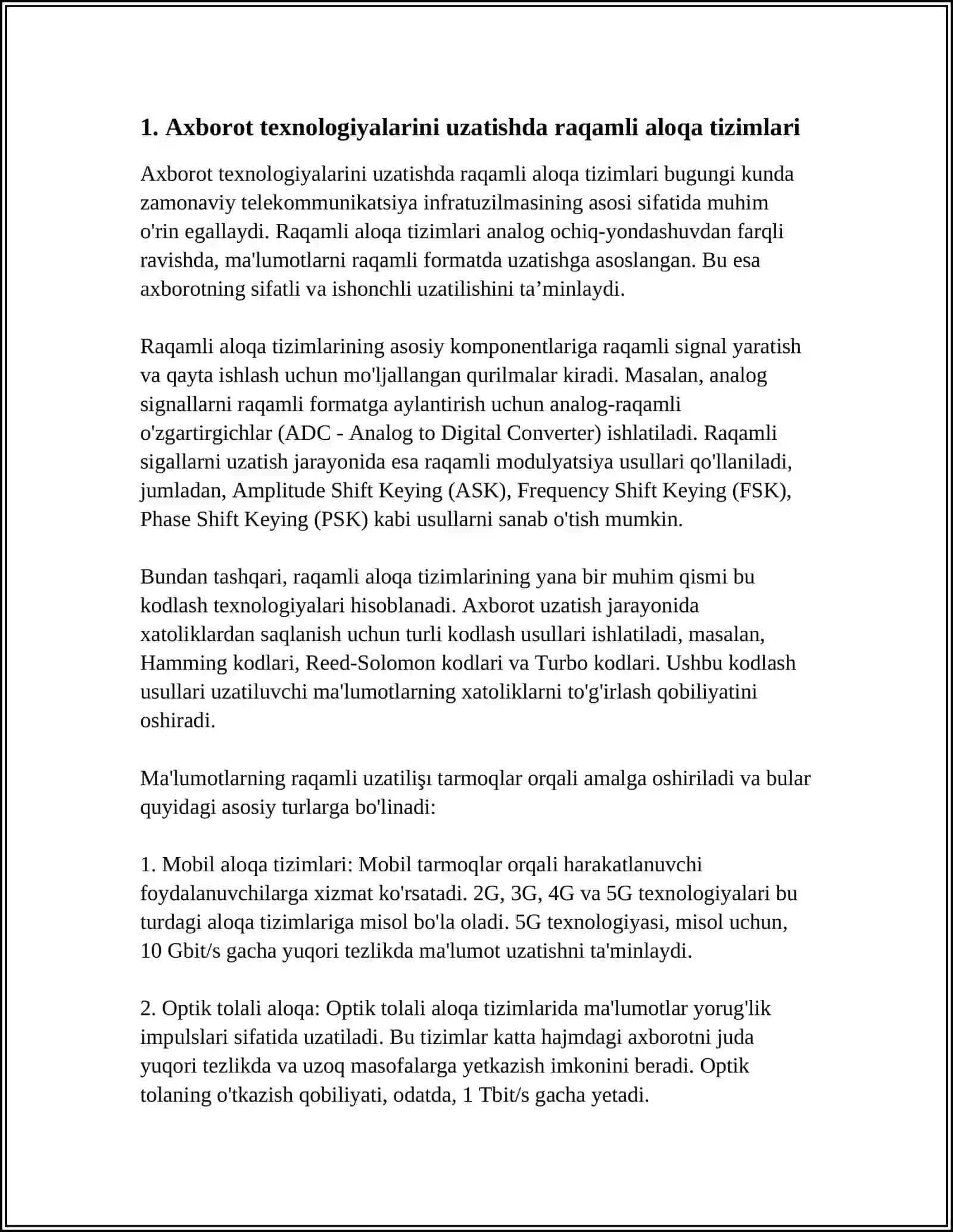 AXBOROT TEXNOLOGIYALARINI UZATISH 3