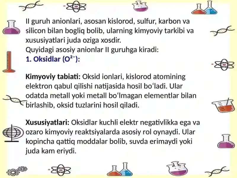 II va III guruh anionlari 3