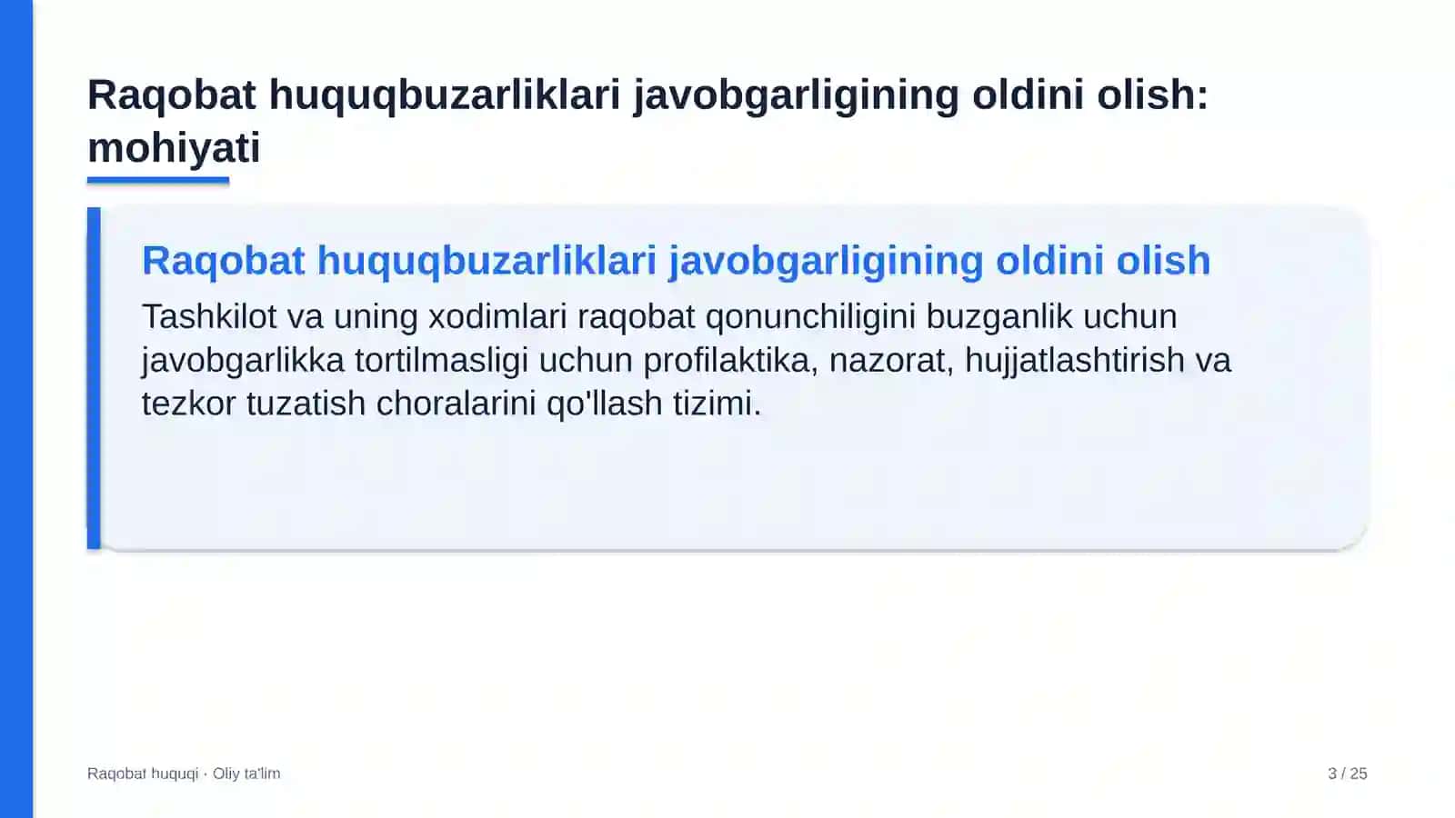 buyum bozorlarida raqobat huquqbuzarliklari uchun javobgarlikni oldini olish 6193 3