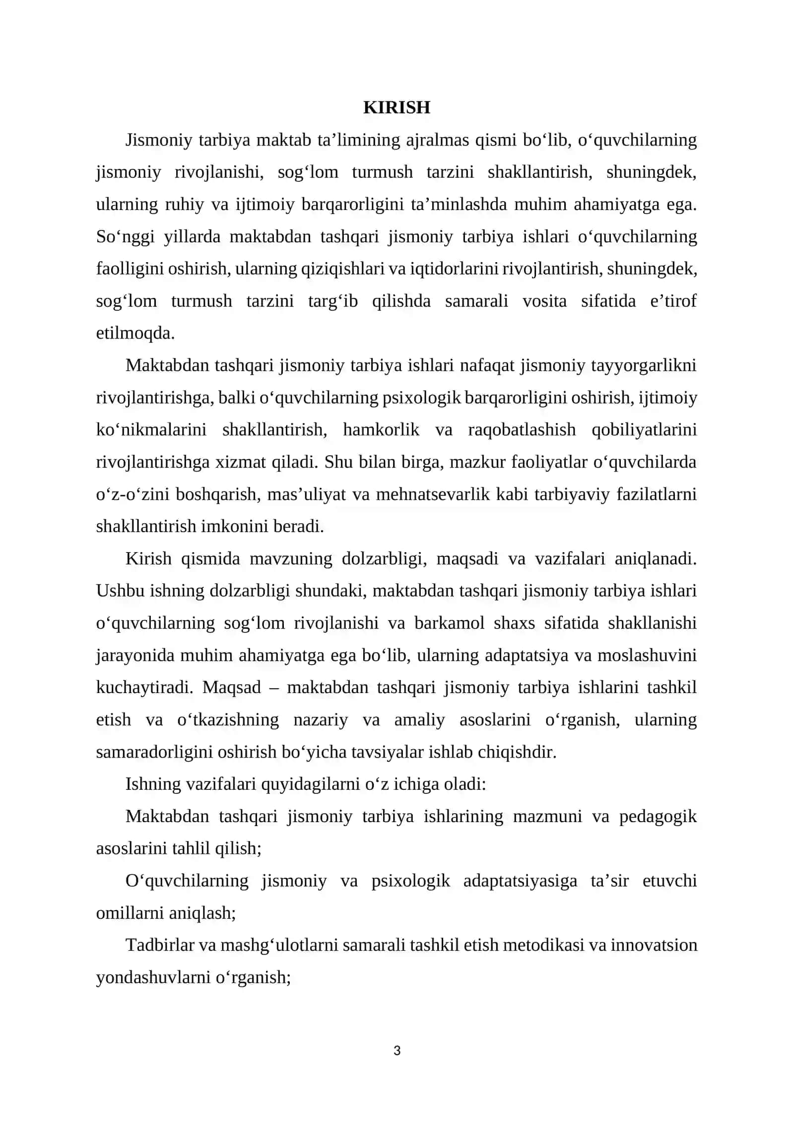 "SPORT VA HARAKATLI O’YINLARNI O’QITISH MEDODIKASI FANIDAN" KURS ISHI 3