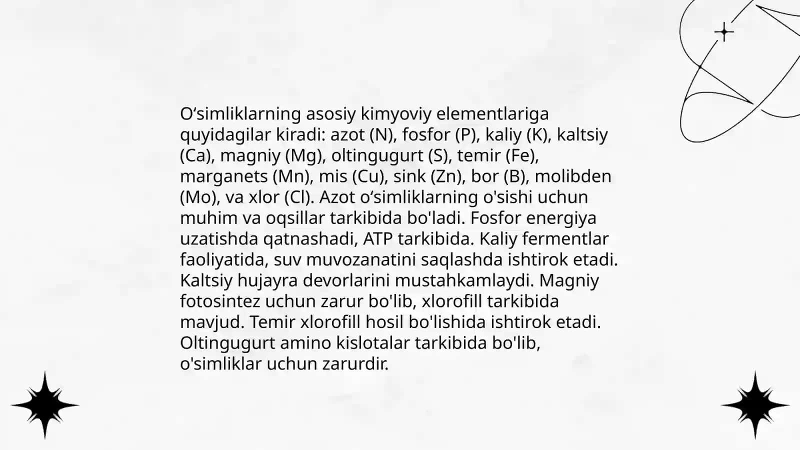 Oʻsimlikning kimyoviy tarkibi va uni oʻrganishni ahamiyati 3