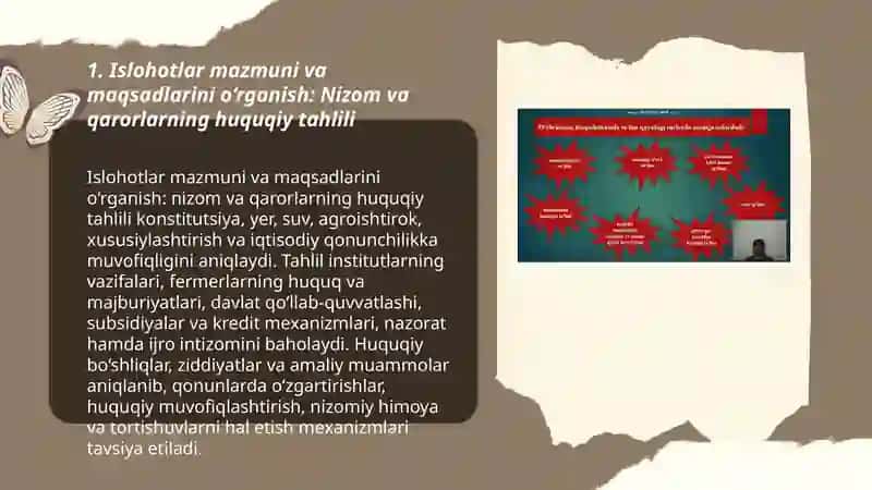 O‘zbekiston Respublikasida qishloq xo‘jaligida islohotlarni chuqurlashtirish to‘g‘risidagi nizom va qarorlarni o‘rganish va ishlab chiqarishda qo‘llash 3