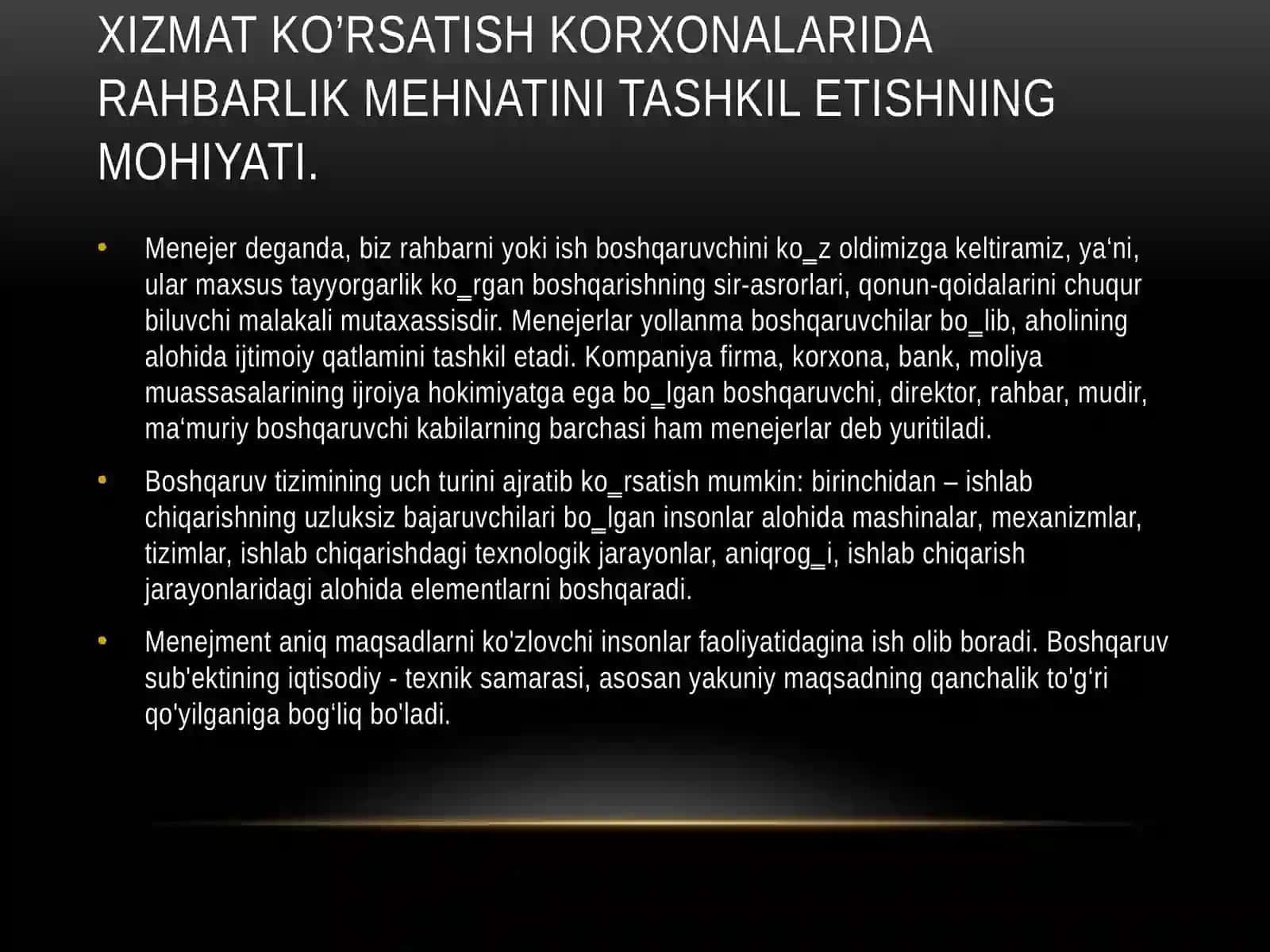 Xizmat ko’rsatish korxonalarida rahbarlik mehnati tashkilotishning nazariyasoslari 3
