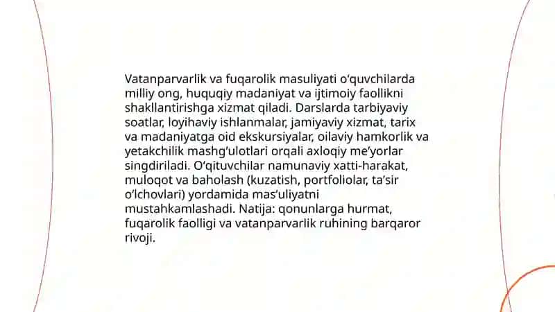 Fuqarolik tarbiyasi.Oʻquvchilarning yuksak maʼnaviy-axloqiy tarbiyasi 3