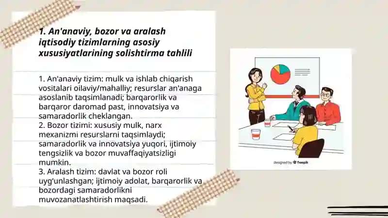 An'anaviy, bozor va aralash iqtisodiy tizimlarning solishtirma tahlili 3