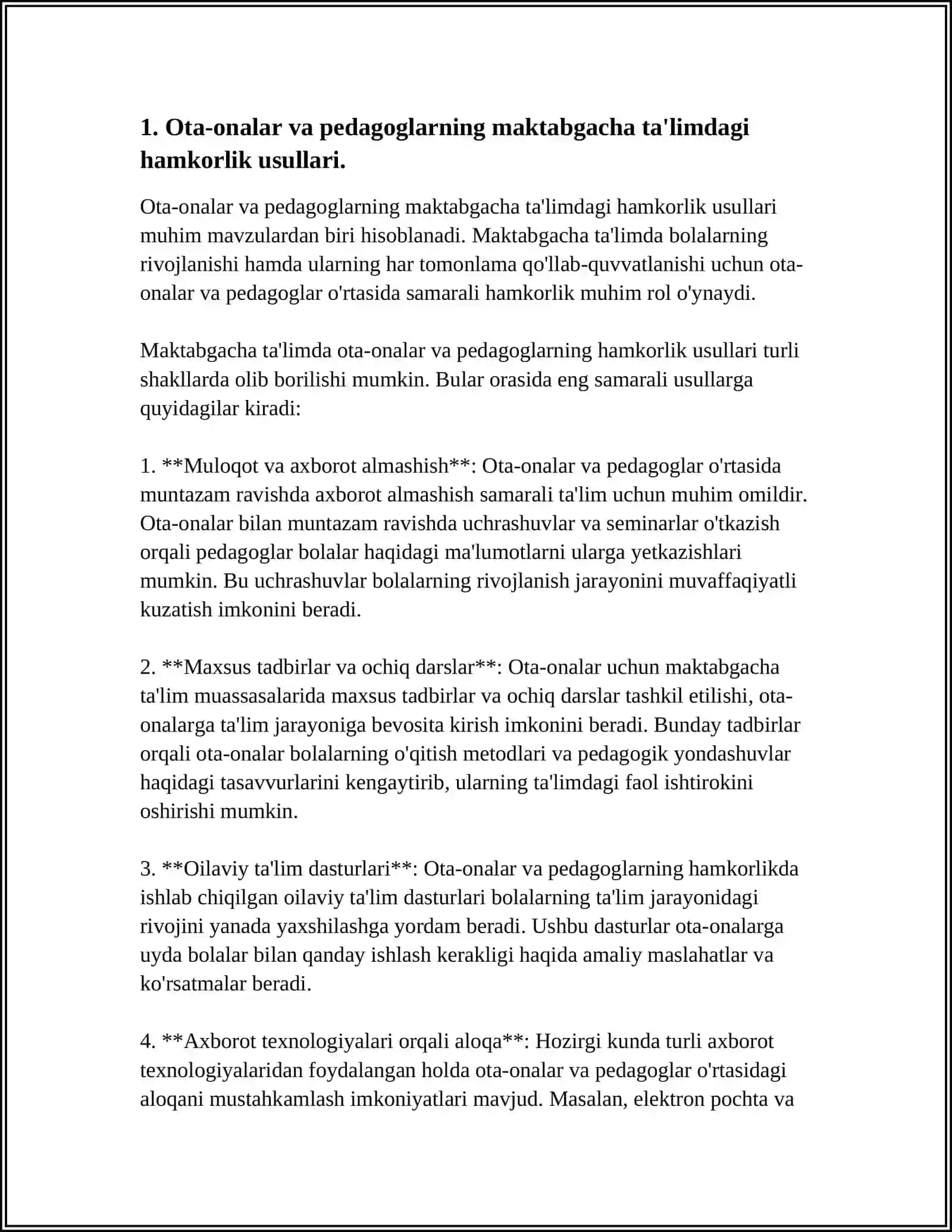 IMKONIYATI CHEKLANGAN BOLALARNI MAKTABGA TAYYORLASHDA OTA- ONALAR MAHALLALAR VA PEDAGOGLARNING O'RNI VA HAMKORLIGI 3