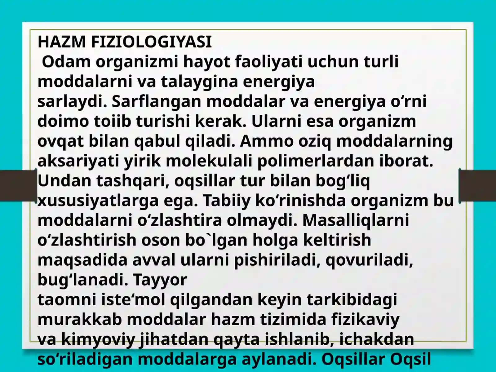 Ovqat hazm qilish a'zolarini funksional va qo'shimcha tekshiruv usullari. Me'da va 12 barmoqli ichak yara kasalligi, sabablari, klinikasi, davolash va profilaktikasi 3