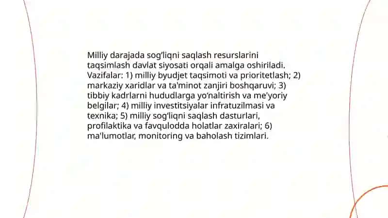 Sog‘liqni saqlash resurslarini taqsimlashning turli darajalari 3
