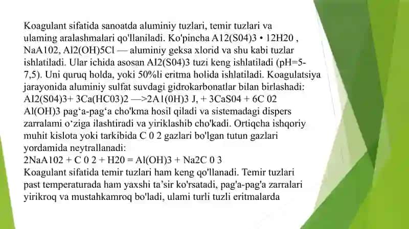 Oqova suvlarni fizik-kimyoviy tozalash usullari 3