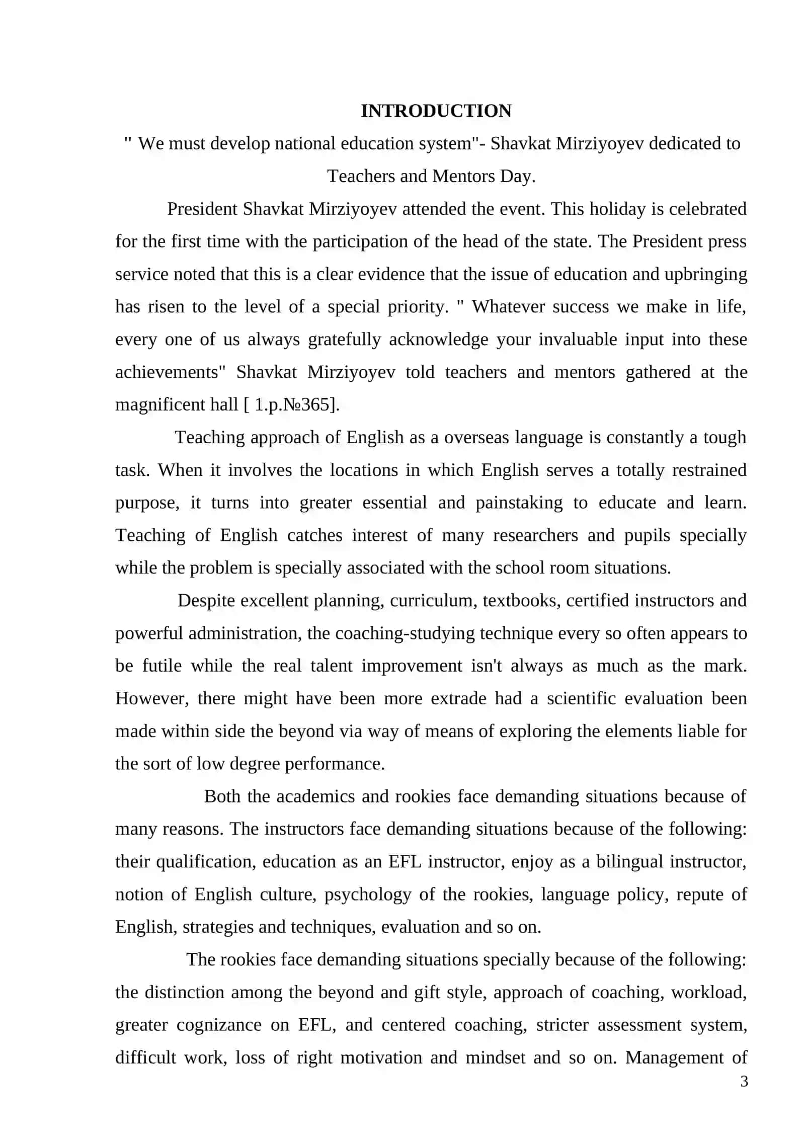English Language Teaching Methodology Course Paper 3