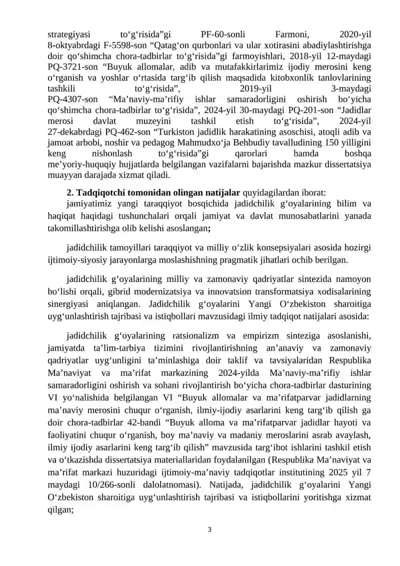 Jadidchilik gʻoyalarini Yangi Oʻzbekiston sharoitiga uygʻunlashtirish tajribasi va istiqbollari (ijtimoiy-falsafiy tahlil) 3