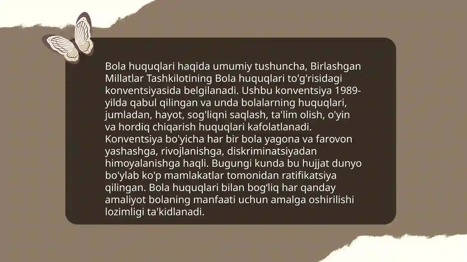 Konventsiya "Bola huquqlari to'g'risida" gi BMT Konventsiyasini oʼrganish 3