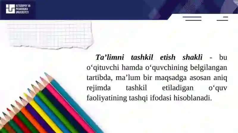 TА’LIMNI TАSHKIL ЕTISH SHАKLLАRI VА TURLАRI 3