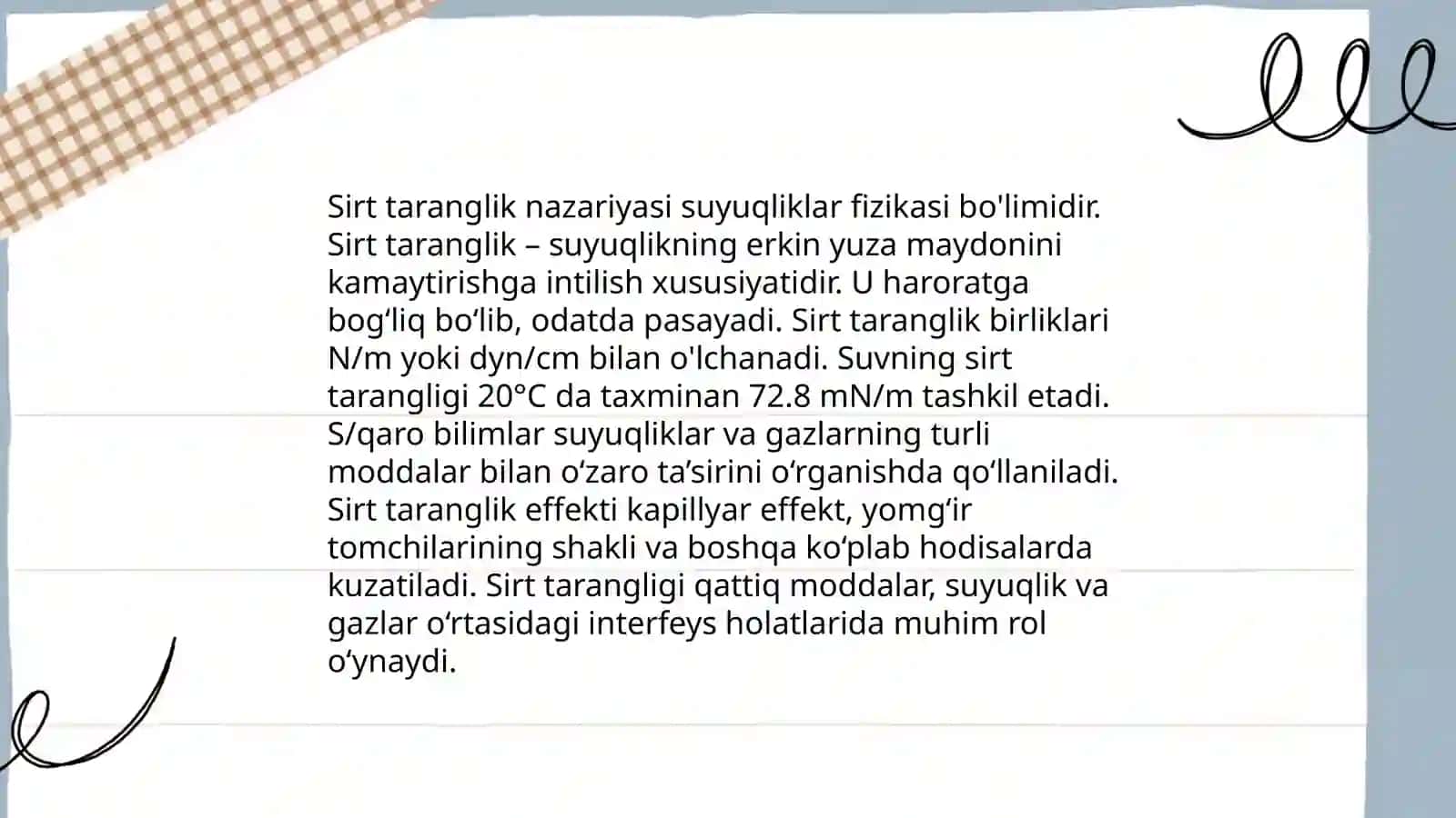Suyuqliklarning sirt tarangligi 3