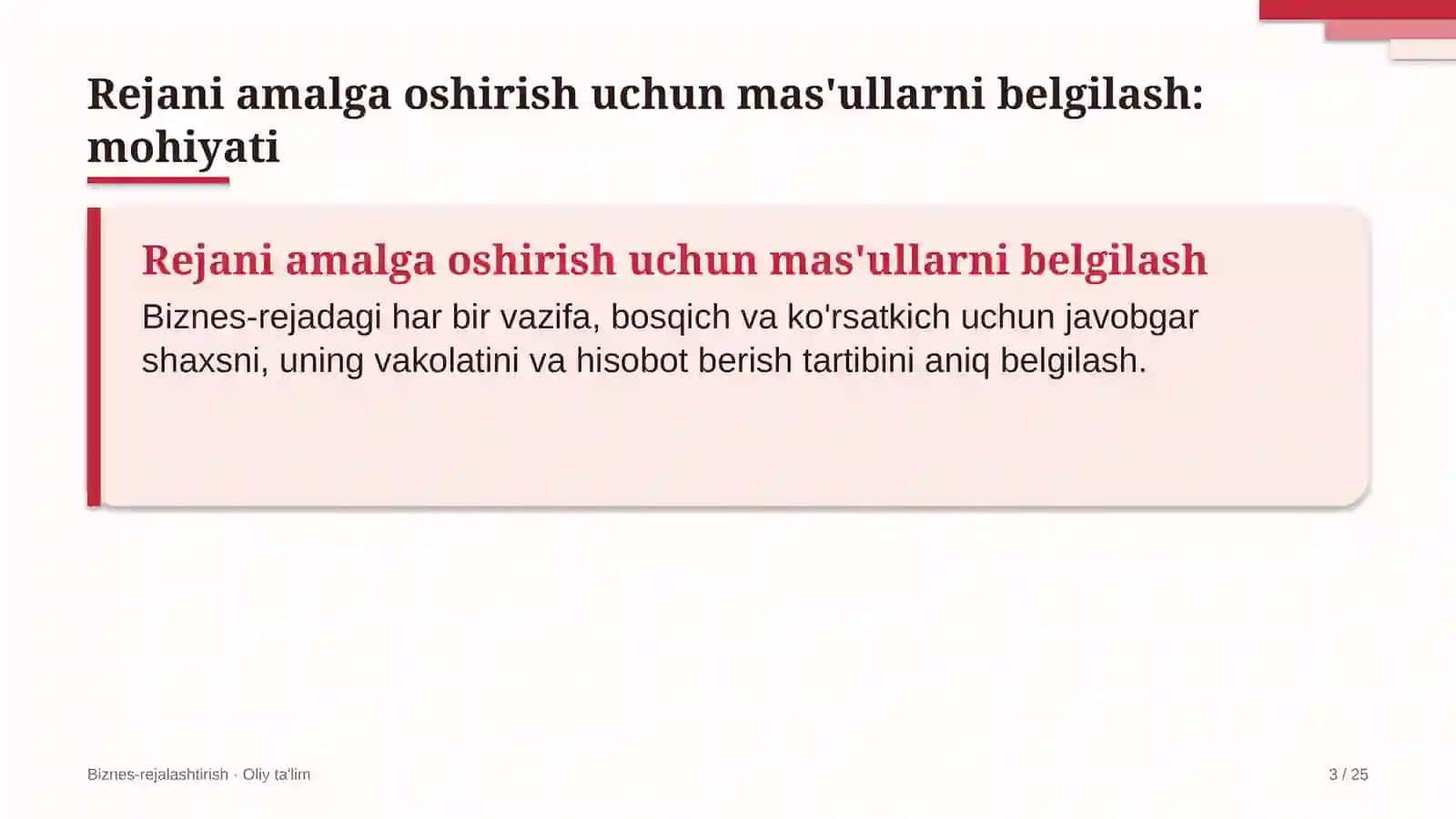 Akademik litseylarda rejani amalga oshirish uchun mas'ullarni belgilash 3
