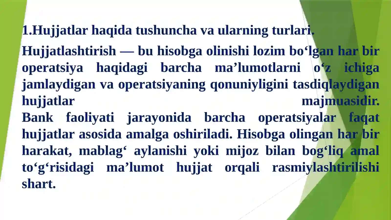 Bank hujjatlari va hujjatlar aylanishi 3