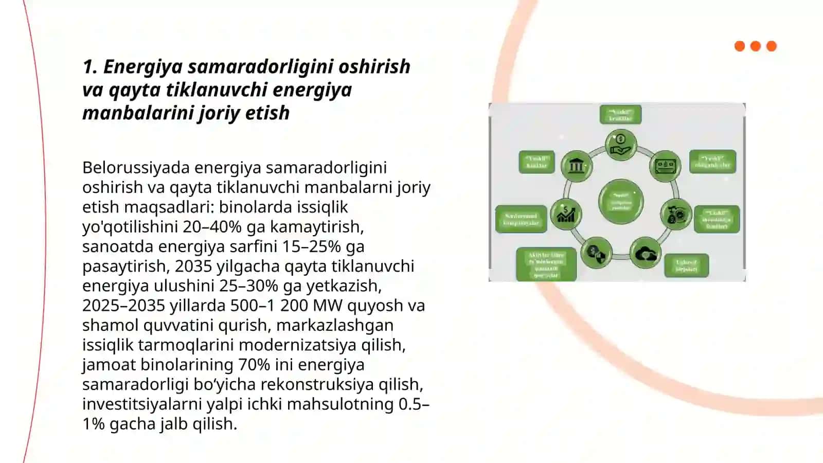 Belorussiyada “yashil iqtisodiyot’ni rivojlantirish strategiyasining ustuvor yo'nalishlari 3