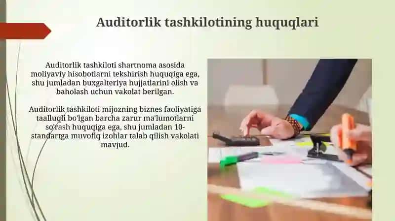 Auditorlik tashkilotining huquqlari. Majburiyatlari va javobgarkigi 3
