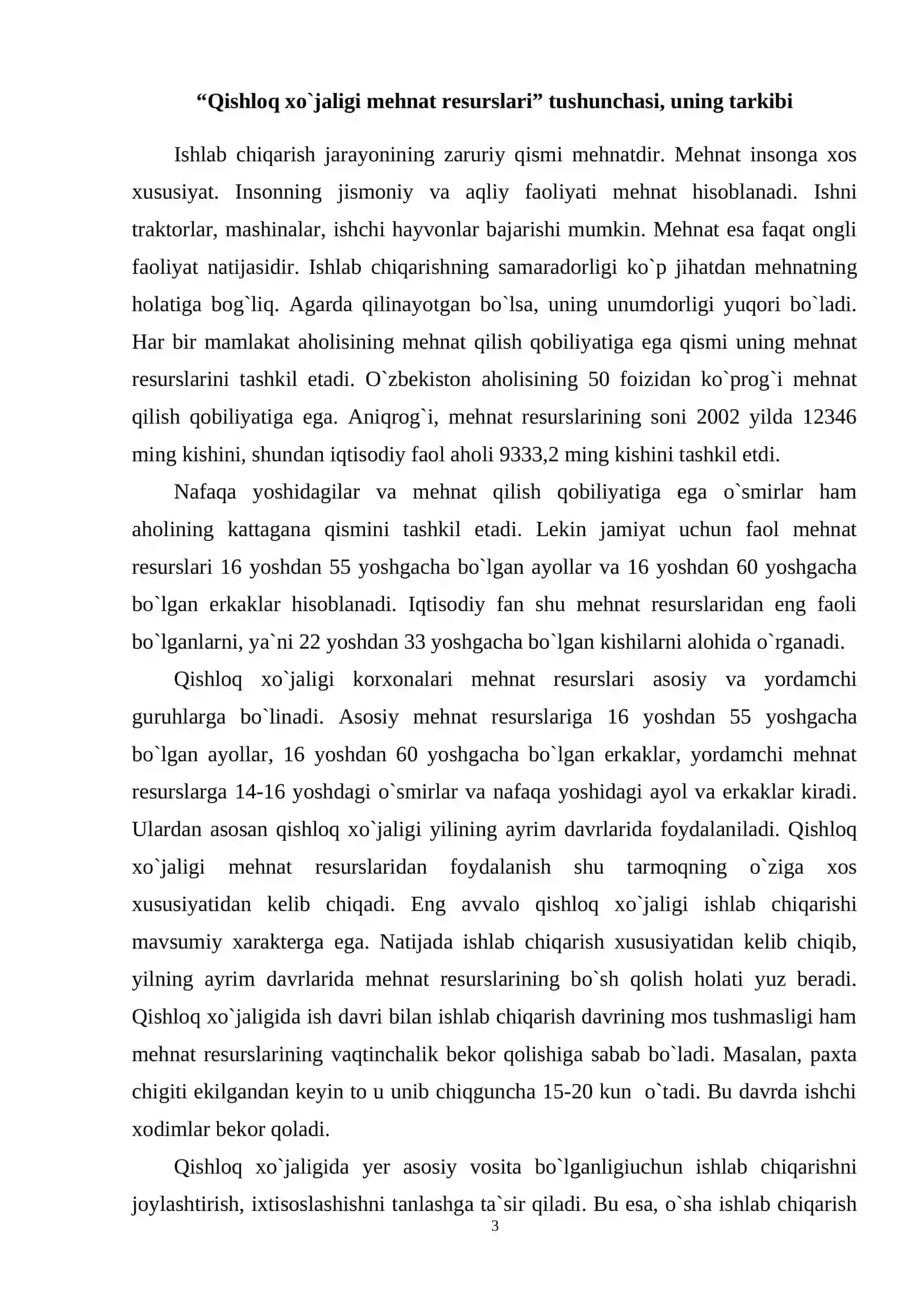 Qishloq xo`jaligi mehnat resurslari 3