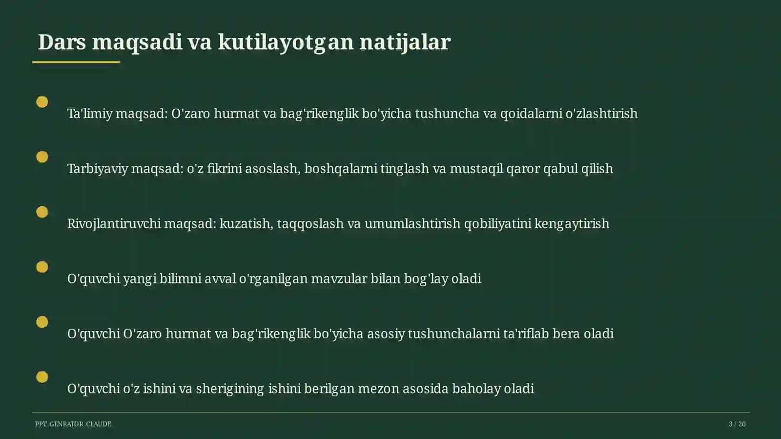 O'zaro hurmat va bag'rikenglik (7-sinf) 3