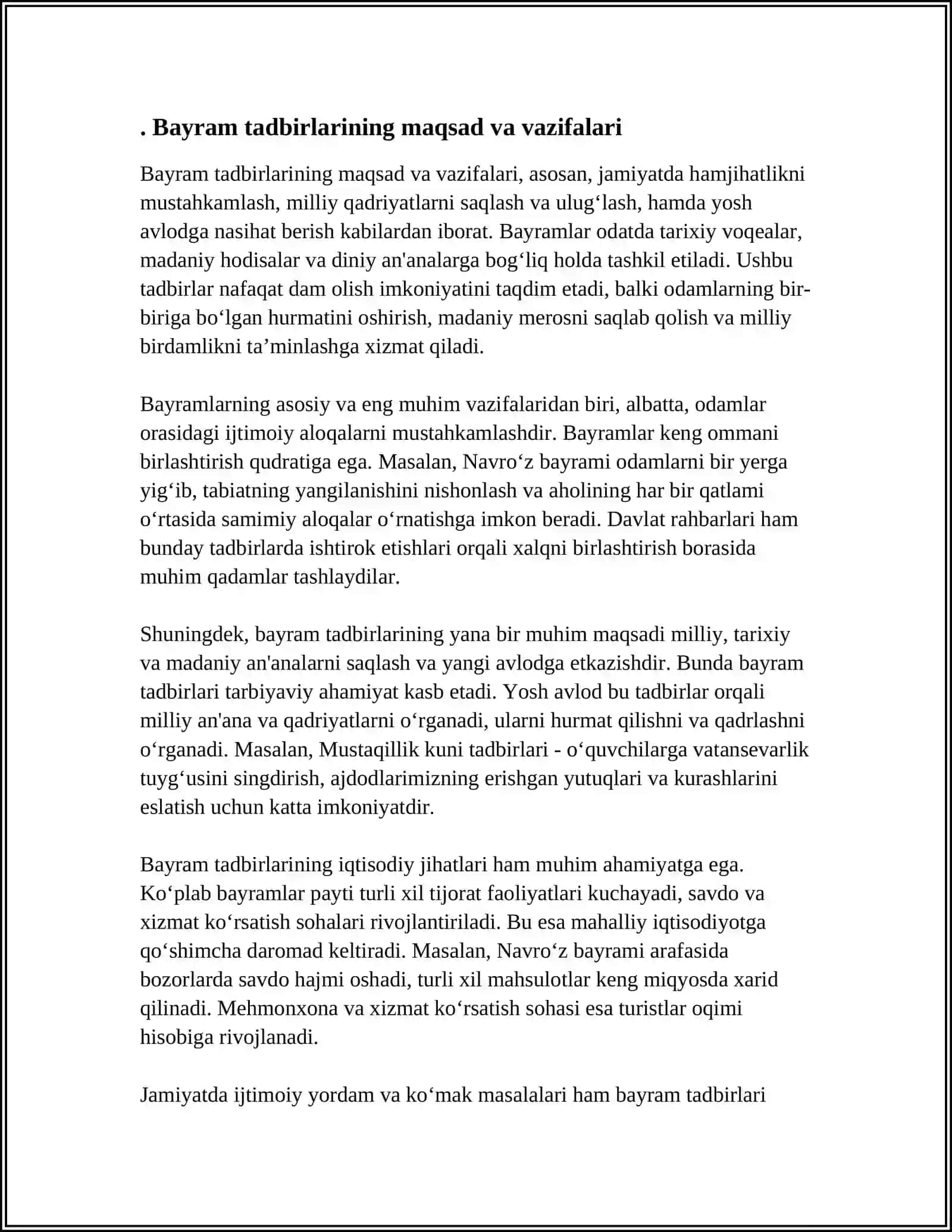 MUSIQA MASHGʻULOTLAR REJASIDA BAYRAM TADBIRLARI STSENARTIYSINI ISHLAB CHIQISH VA OʻTKAZISHGA QOʻYILADIGAN TALABLAR 3