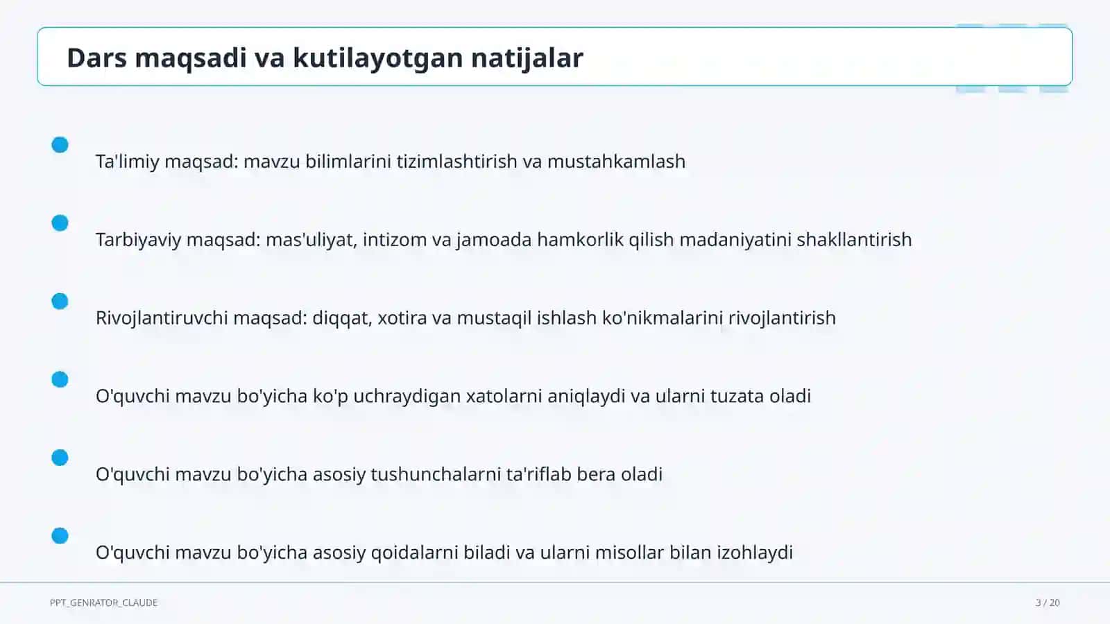 Comparative and superlative adjectives (6-sinf) 3