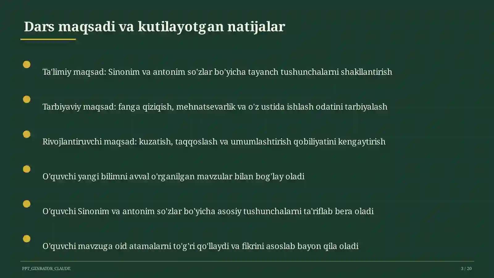 Sinonim va antonim so'zlar (3-sinf) 3