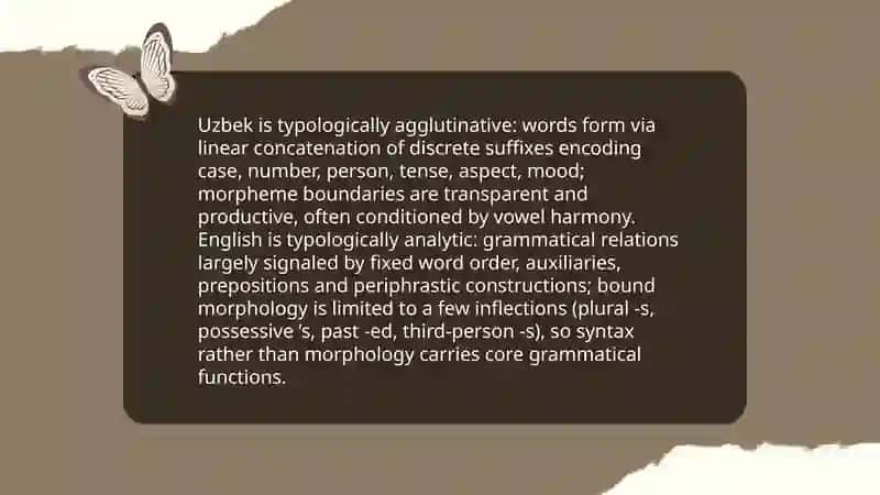 Morphological typology: Classification and Grammatical structures of Uzbek and English 3