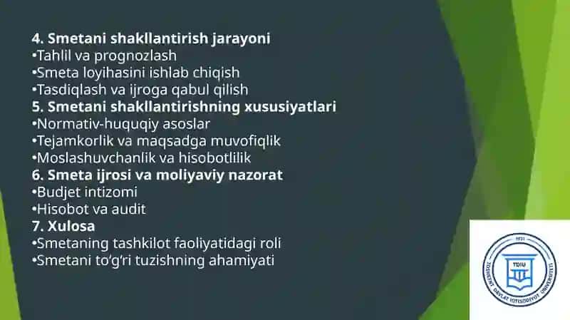 BUDJET TASHKILOTLARIDA SMETALAR TARKIBI VA ULARNI SHAKILLANTIRISHNING XUSUSIYATLARI. 3