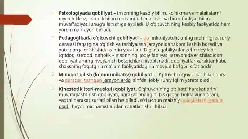 Abdulhafizov Azizbekning pedagogik va psixologiya fanidan tayyorlagan slayd 3